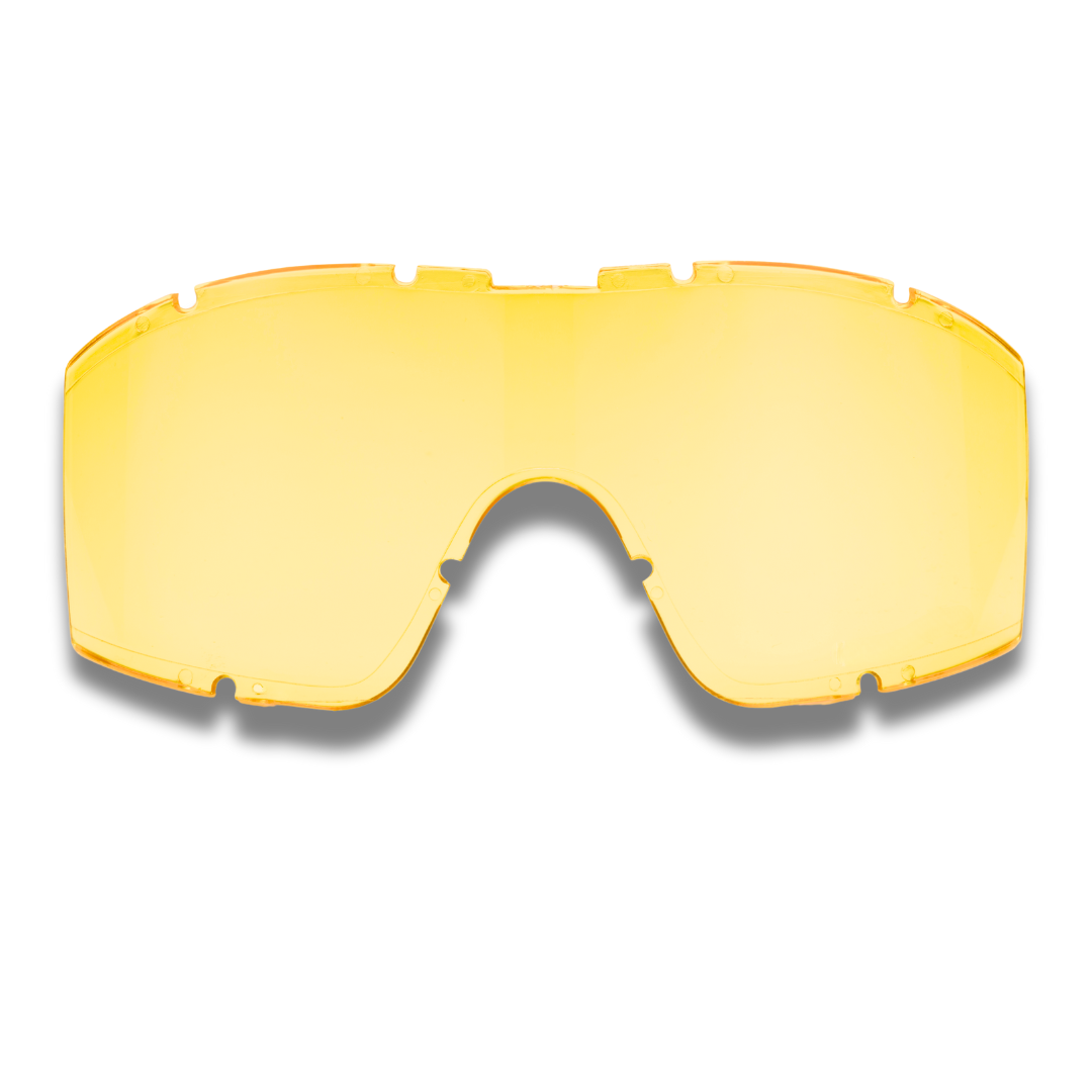 Hawkfire replacement orange ballistic lens with anti-fog coating for tactical goggles.