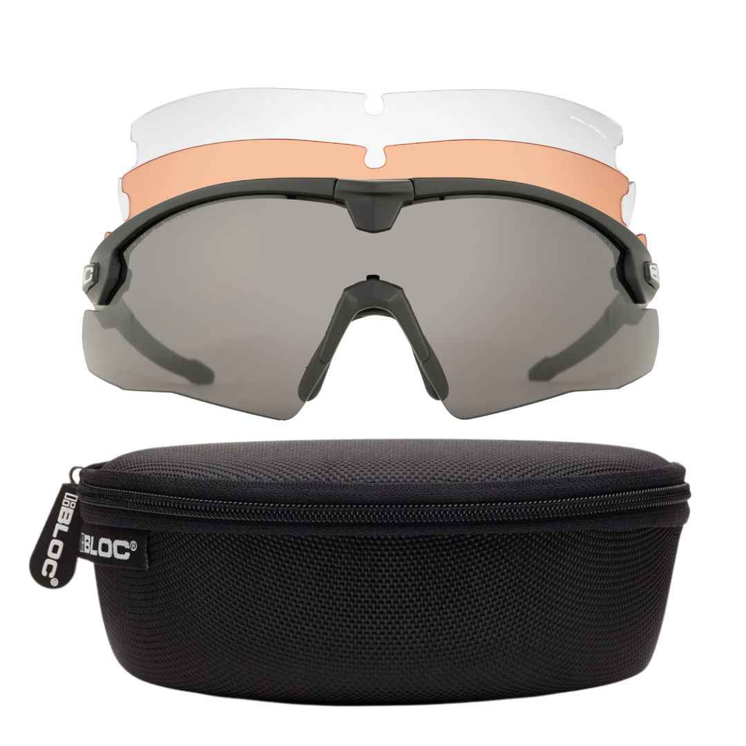Bloc Lynx ballistic glasses with three anti-fog interchangeable lenses